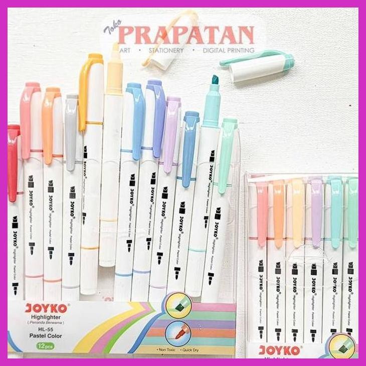 

( SEKOLAH / LUKIS ) COD SPIDOL HIGHLIGHTER MARKER PASTEL COLOR JOYKO 12 WARNA HL-55 (SENI / MENGGAMBAR / ART / KERAJINAN ) SIAP KIRIM