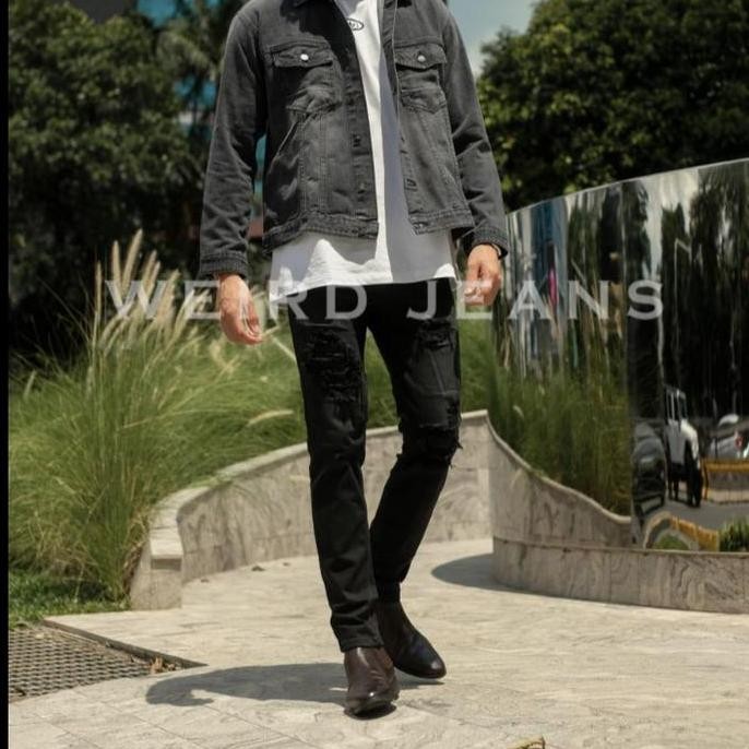 Weird Jeans - Black Xodiax - Celana Jeans Panjang Denim Pria Skinny