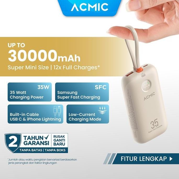 [New Launch] Acmic Neopower Super Mini 35W Power Bank With Super Fast Charging For Samsung Built-In 