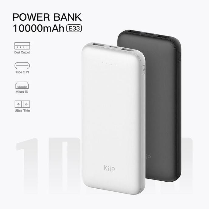 Kiip E33 Powerbank Slim 10000Mah Dual Output Usb Power Bank 10000 Mah