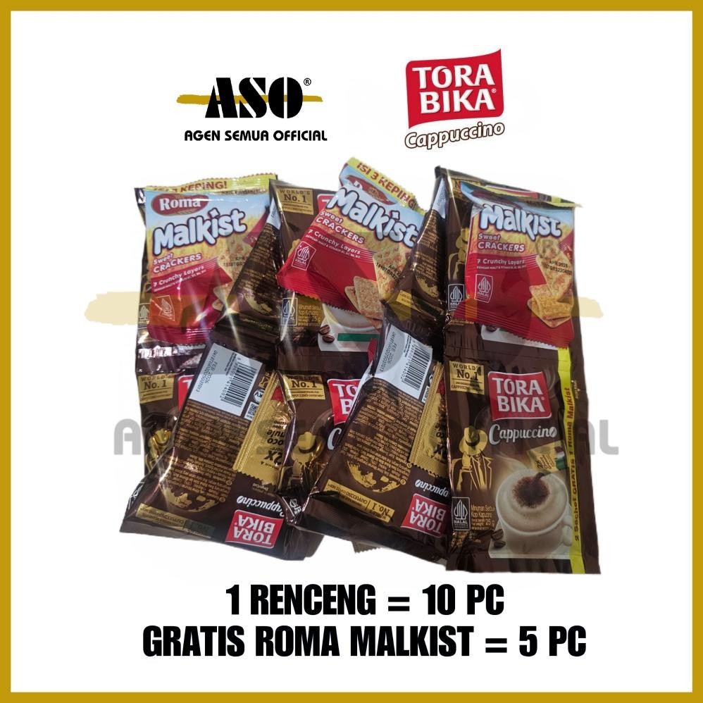 

Kopi Torabika CAPPUCINO + granule 25gr RENCENG ( ISI 10) + (GRATIS ROMA 5PC ) PROMO TERBATAS !!!