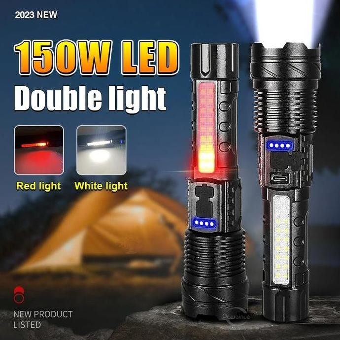 Senter Led High Power Zoom Jarak Jauh 90000 Lumens / Senter Sorot Super Terang Gt-10 Baterai Lampu