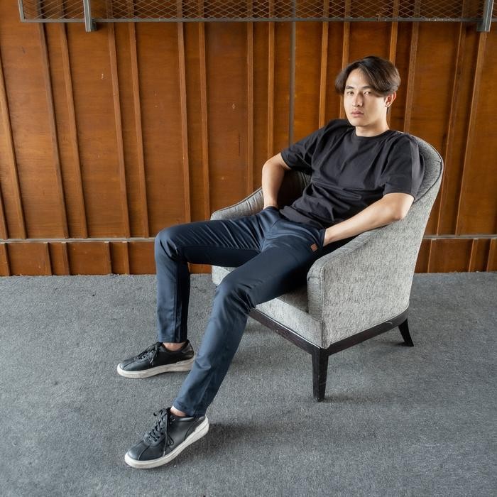 Bapin Celana Chino Panjang Pria Navy Kain Katun Scoth Stretch