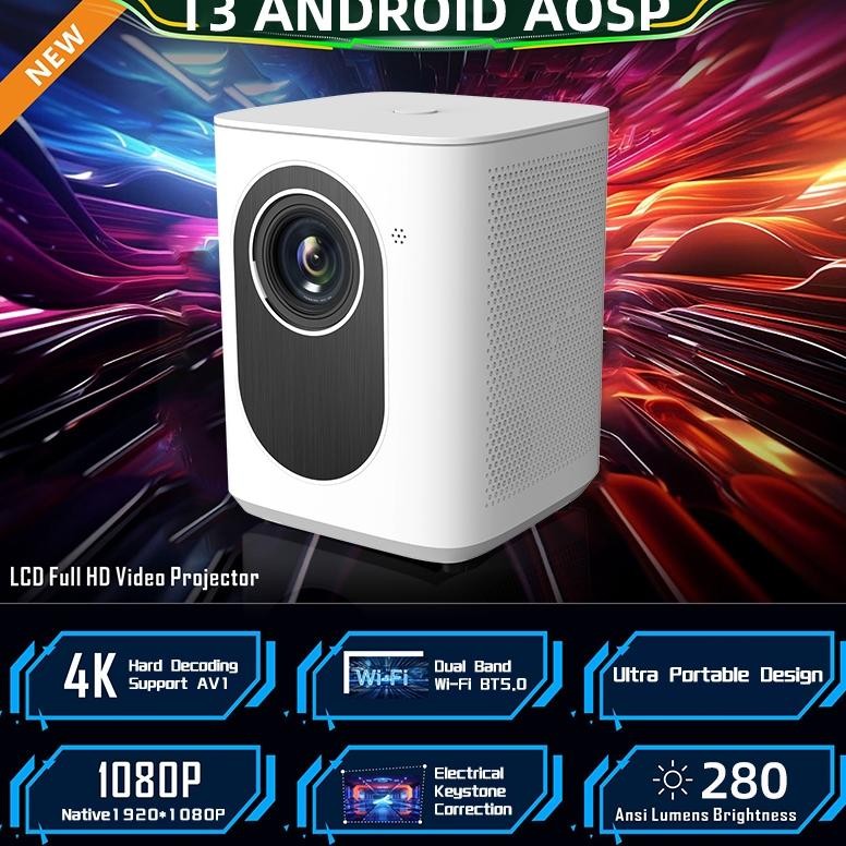 Proyektor Android T3 4K HD Mirror Android WiFi Bluetooth Smart Proyektor 6000 Lumens Proyektor Porta