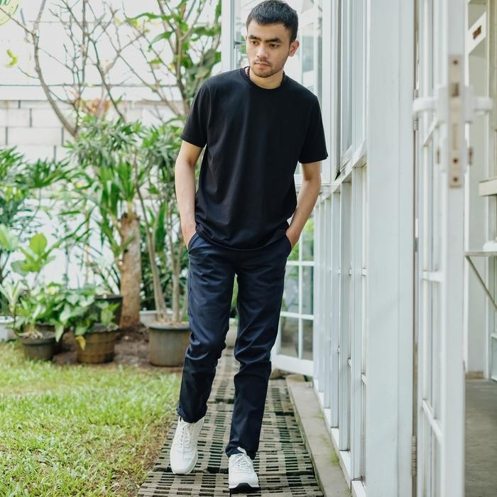 Bapin Celana Chino Panjang Pria Navy Kain Katun Scoth Stretch