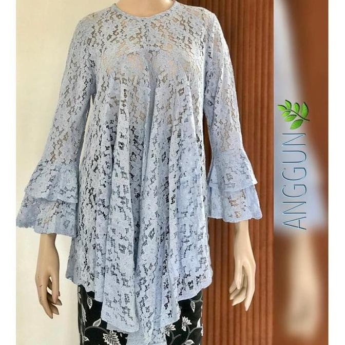 Tunik Brukat Brokat Baby Blue Premium Import