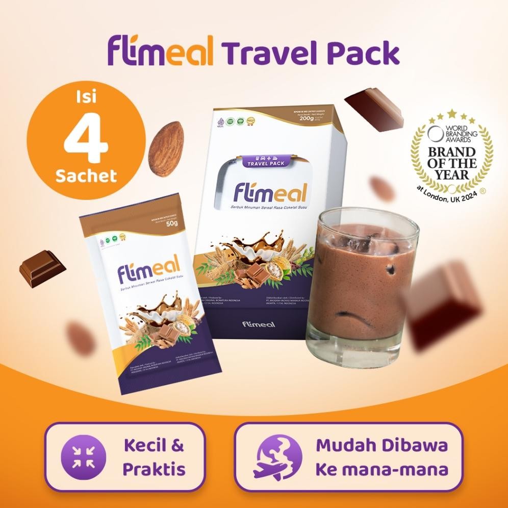 

Eelic Flimeal (Meal Replacement) Travel Pack (Isi 4 Sachet) - Coklat Susu Fs-6