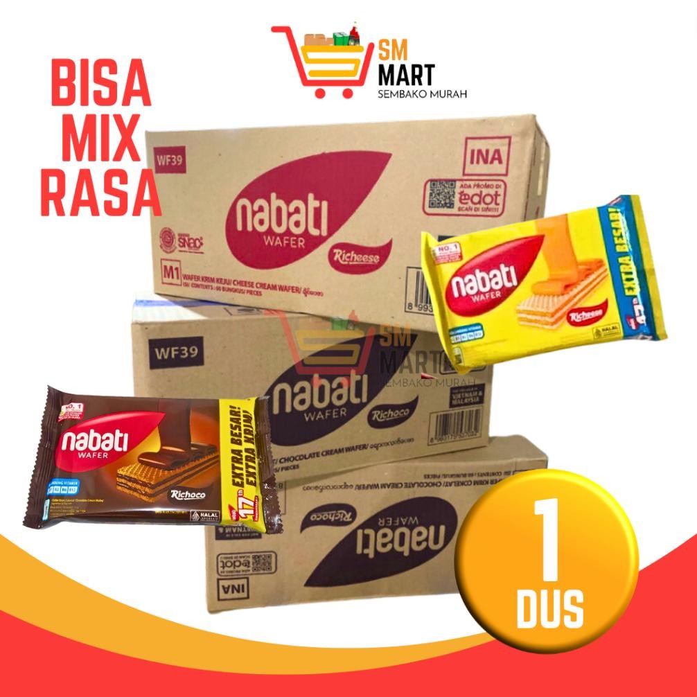 

[Bisa Mix Rasa] Wafer Nabati 1 Dus Richeese Nabati Isi 60 Pcs Keju Coklat Nabati 2000 Murah