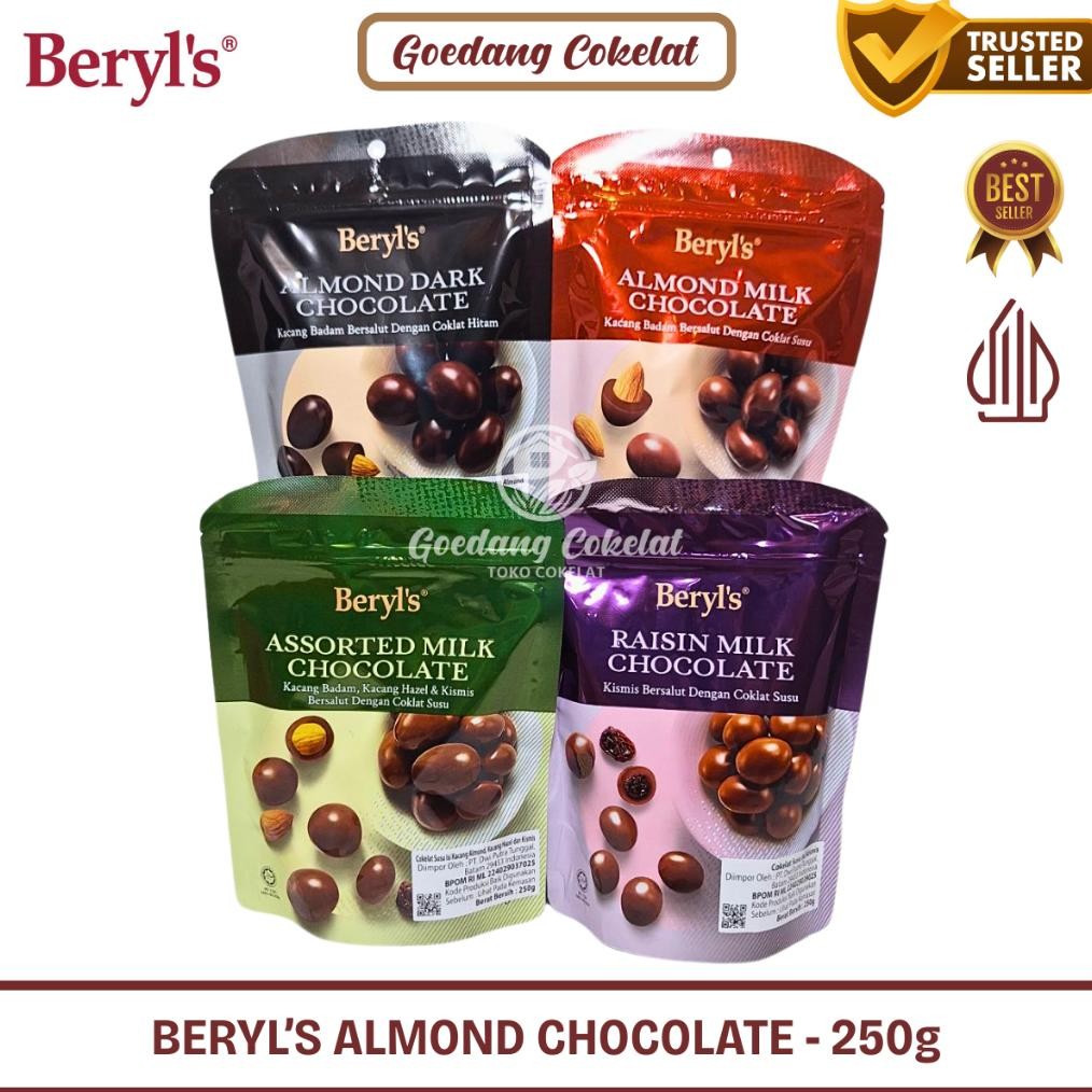 

Beryl'S Beryls Coklat Cokelat Impor Malaysia Assorted Almond Raisin Milk Dark Chocolate Kemasan 250G