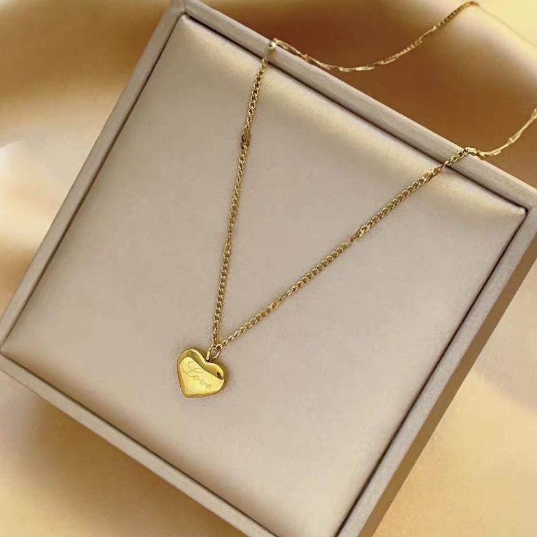 kalung titanium fashion love besar rantai gepeng MURAH