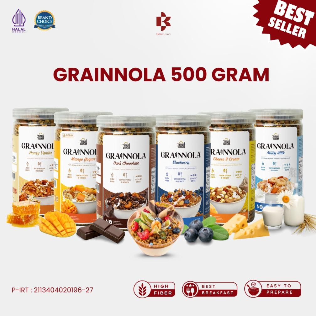 

Grainnola Timur Tengah 500 Gram - Granola Sereal Sarapan Oatmeal Cemilann Diet