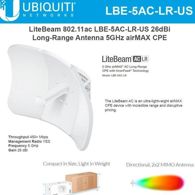 Ubiquiti Lbe-5Ac-Lr - Litebeam Ac Lr Long Range Airmax Ap Outdoor New Stok