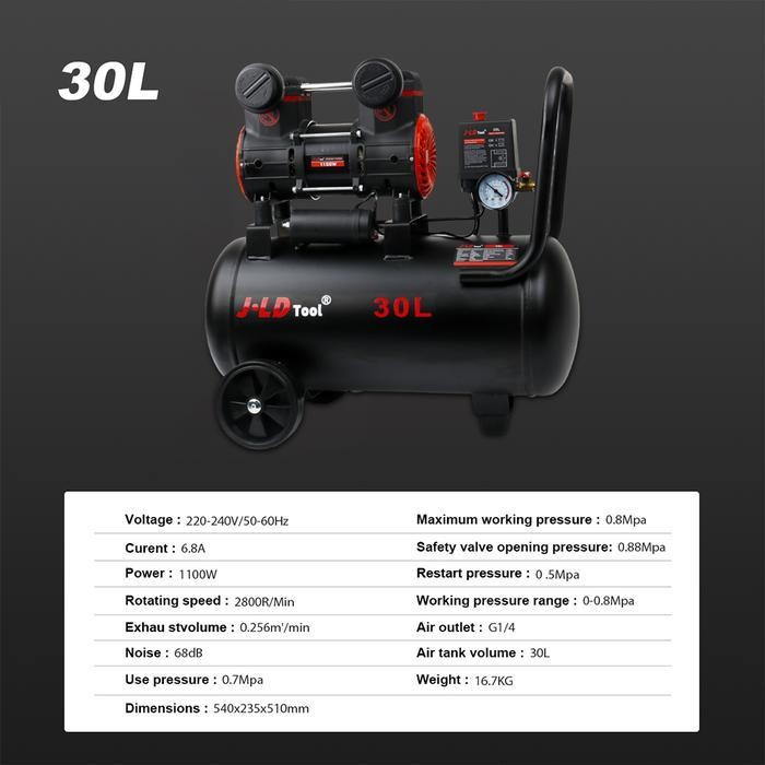 Ogs Jld Mesin Kompresor Angin 30L/10L Kompresor Listrik Mini Lengkap 1100W Air Compressor 0.8Mpa Kom