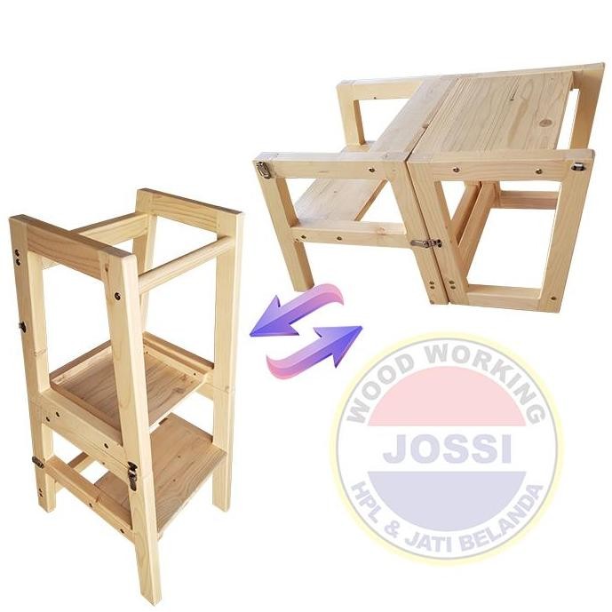 2 In 1 Folding Helper Tower Learning Stool To Table And Chair For Toodlers / 2 Jadi 1 Tangga Anak Li
