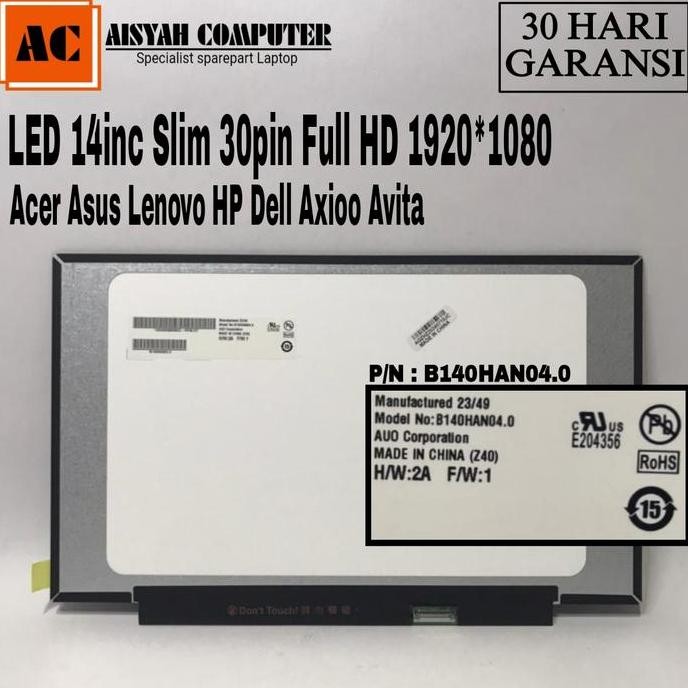 Led Lcd Laptop 14.0 Slim 30Pin Fhd For Asus Vivobook 14 Res. 1920*1080 New Stok