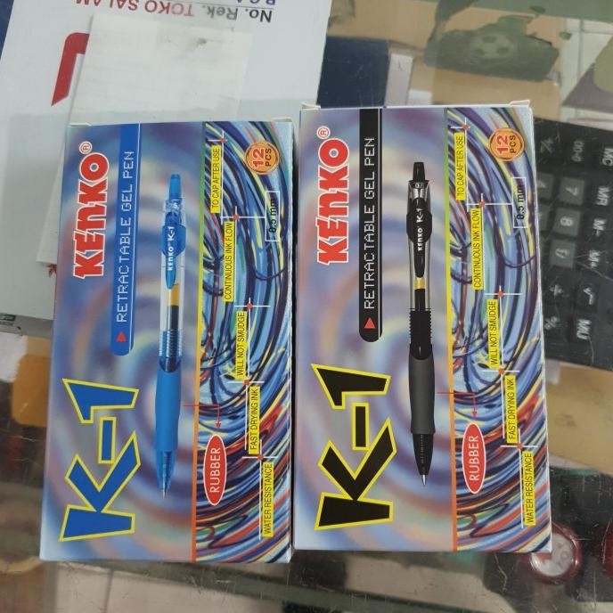 

Produk Baru!! Pulpen Gel Kenko K1 hitam biru 1 box 12 pcs