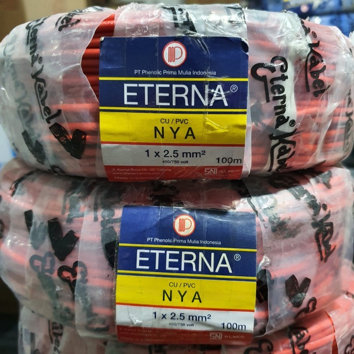 TERBARU - Kabel listrik NYA 2.5 mm Eterna merah 100 meter 2.5mm