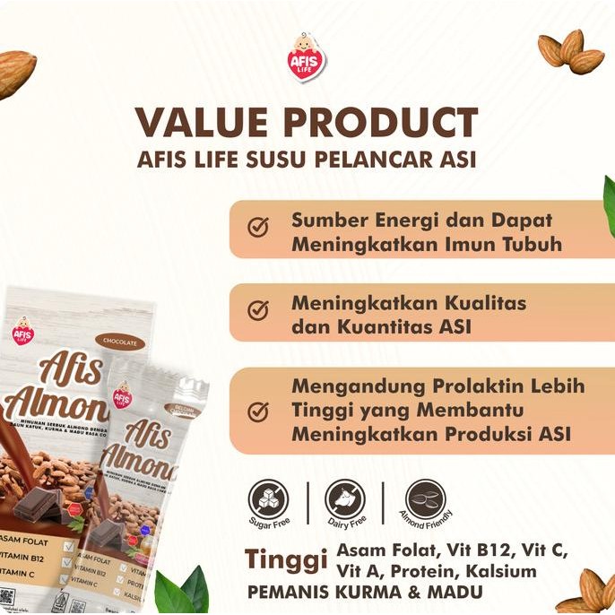 

afis almond sachet 210g 7 sachet/@30g asi booster termurah