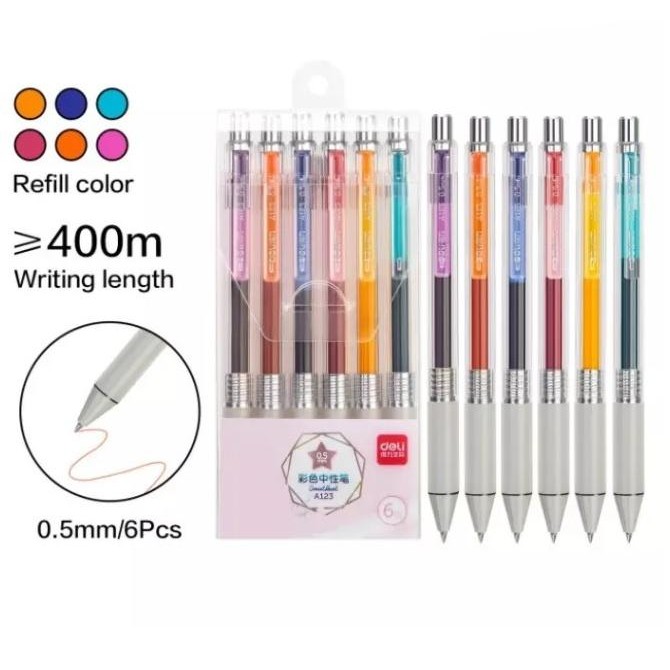 

Produk Baru!! PULPEN GEL CETREK 6 WARNA 0.5 MM DELI A123 PEN BOLPEN GEL CETEK WARNA