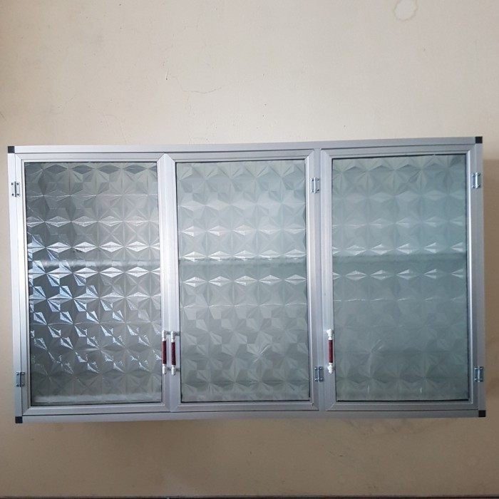 RAK GANTUNG LEMARI DAPUR KITCHEN SET ATAS ALUMINIUM KACA 3 PINTU