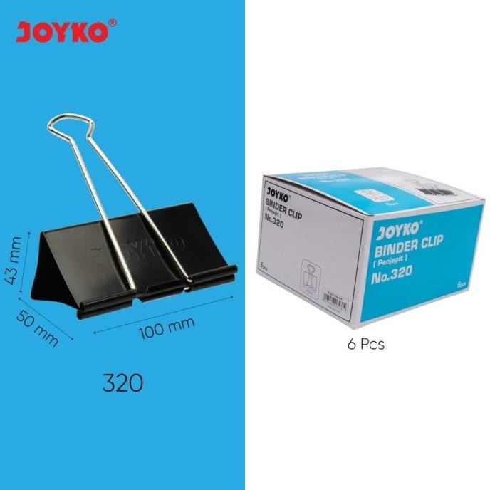 

sale! binder clip klip penjepit kertas joyko no.320 (1box isi 6 pcs )