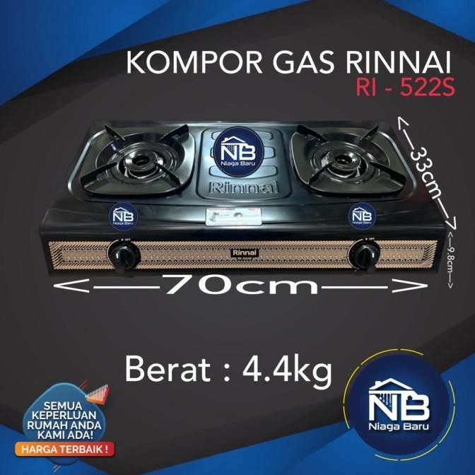 Kompor Gas Rinnai 2 Tungku Ri 522 S Ri 522S Ri-522S
