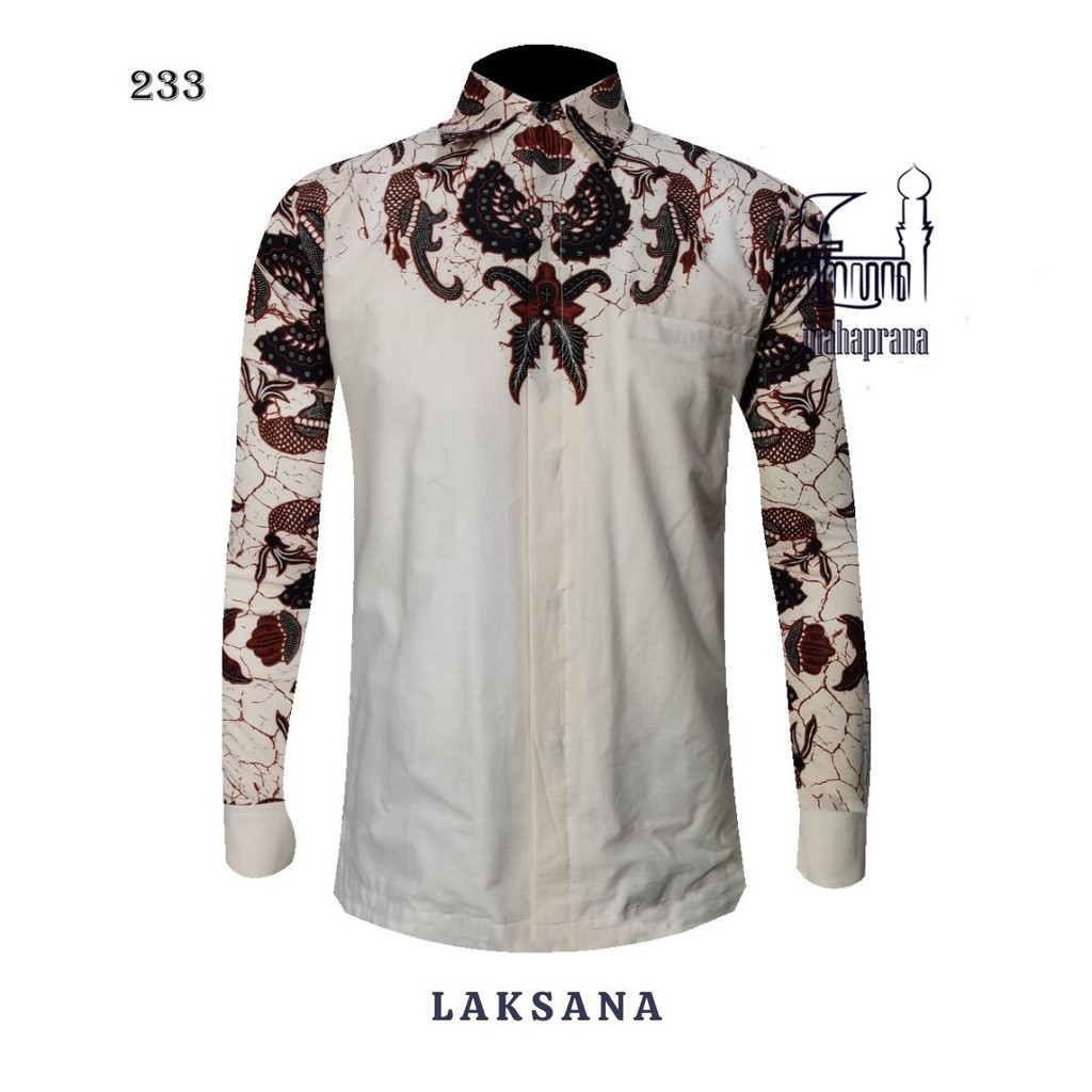 Batik Mahaprana Motif Laksana Kemeja Batik Pria Lengan Panjang dan Pendek Slimfit Full Furing Premiu