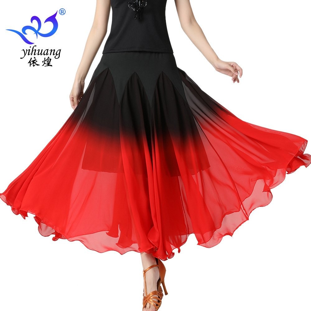 Ballroom Dance Modern Dance Dress Chiffon Dance Large Swing Dress Gradient Color Long Dress Dance Dr