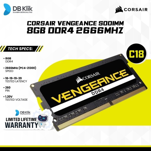Langsung Ant3r @ RAM CORSAIR Vengeance DDR4 8GB 2666MHz Sodimm CMSX8GX4M1A2666C18