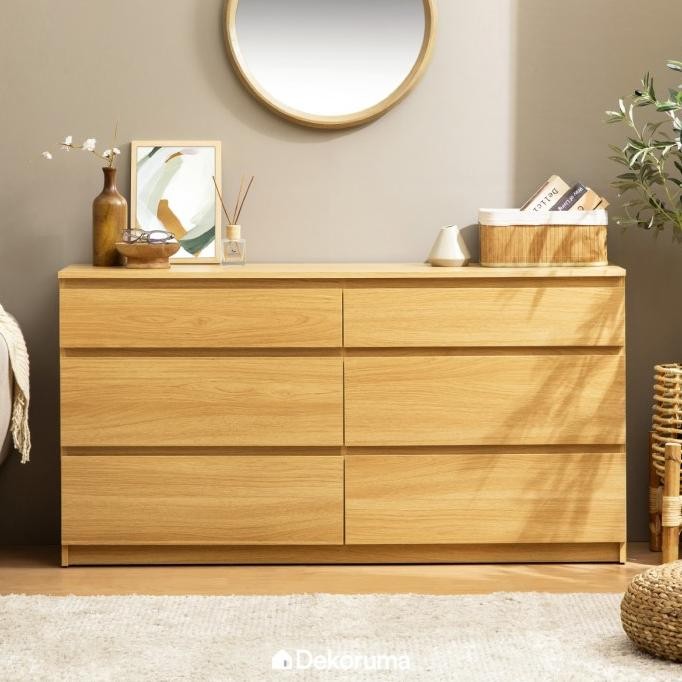 Moku Lemari Kayu 6 Laci Drawer 3 Susun
