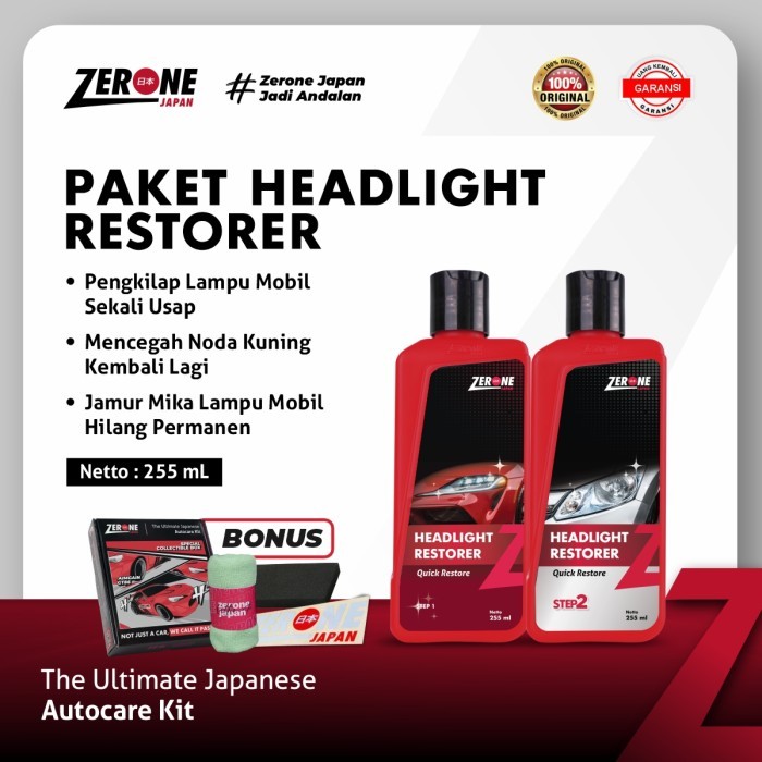 Ready Zerone x GD Headlight Restore Pengkilap Lampu Pembersih Mika Mobil