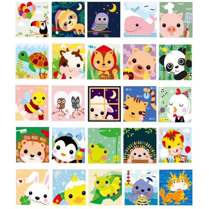 

TERLARIS! Canvas painting with number, Mewarnai kanvas uk 20x20cm Animal