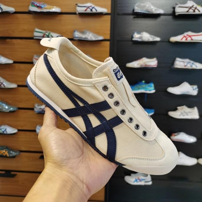 Sepatu OnitsukaTiger Original Slip On Cream Navy UNISEX