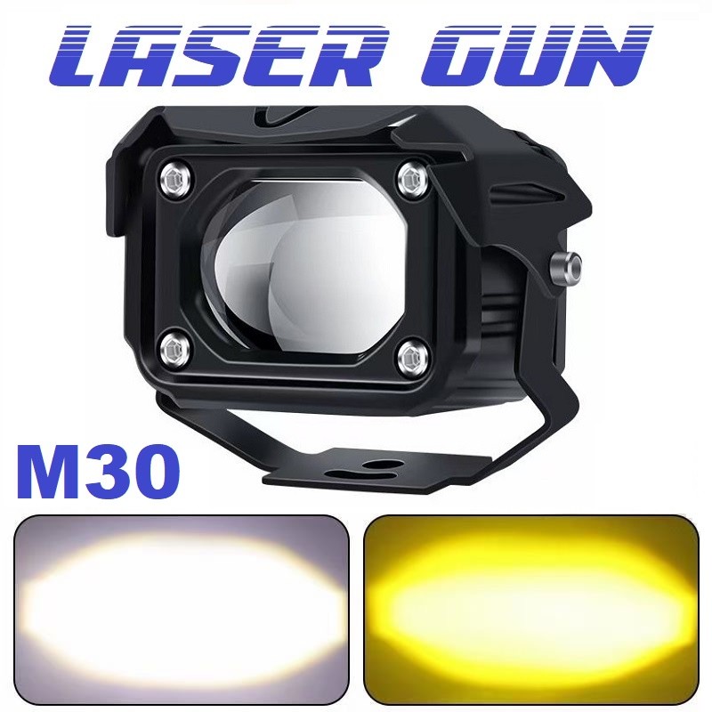 Lampu Tembak Sorot LED Laser Gun VINYX M30 Lasergun Mobil Motor Dual CSP Warna Putih Kuning 30 Watt