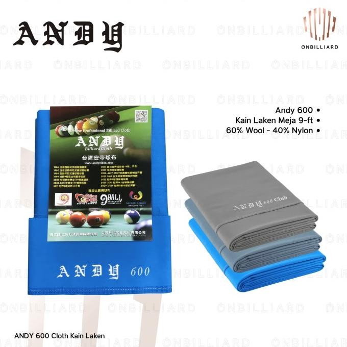 

BARU ANDY 600 CLOTH KAIN LAKEN MEJA BILLIARD BILIAR 9 FEET 9-FT ELECTRIC POWDER BLUE GREY