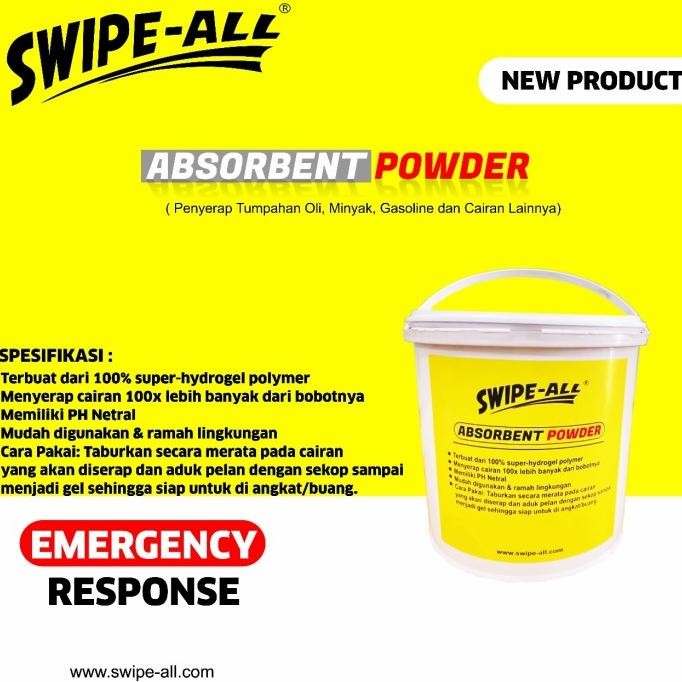 

BARU SWIPE-ALL SUPER ABSORBENT POWDER PH NETRAL PENYERAP OLI, MINYAK,BENSIN
