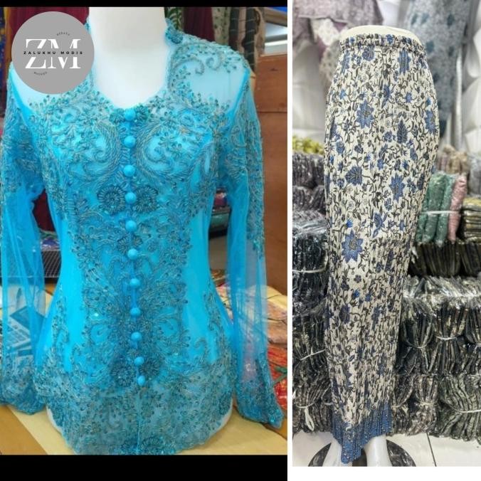 setelan kebaya wisuda kerah sunda tile full payet/kebaya pengantin wanita lengan panjang