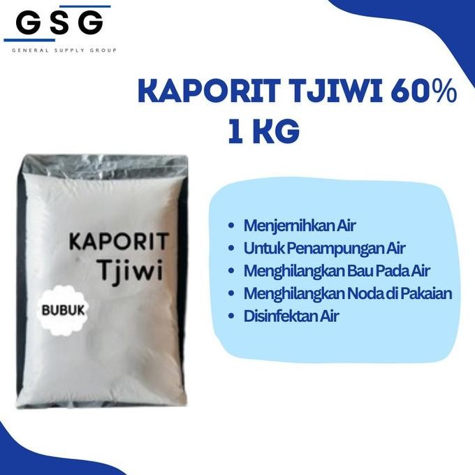 

BARU KAPORIT TJIWI 60% / KAPORIT BUBUK / CHLORINE POWDER - 1KG