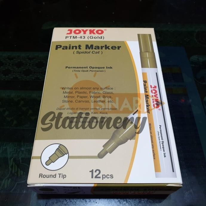 

Spidol paint marker gold ptm43 joyko 1pak isi 12pc Termurah