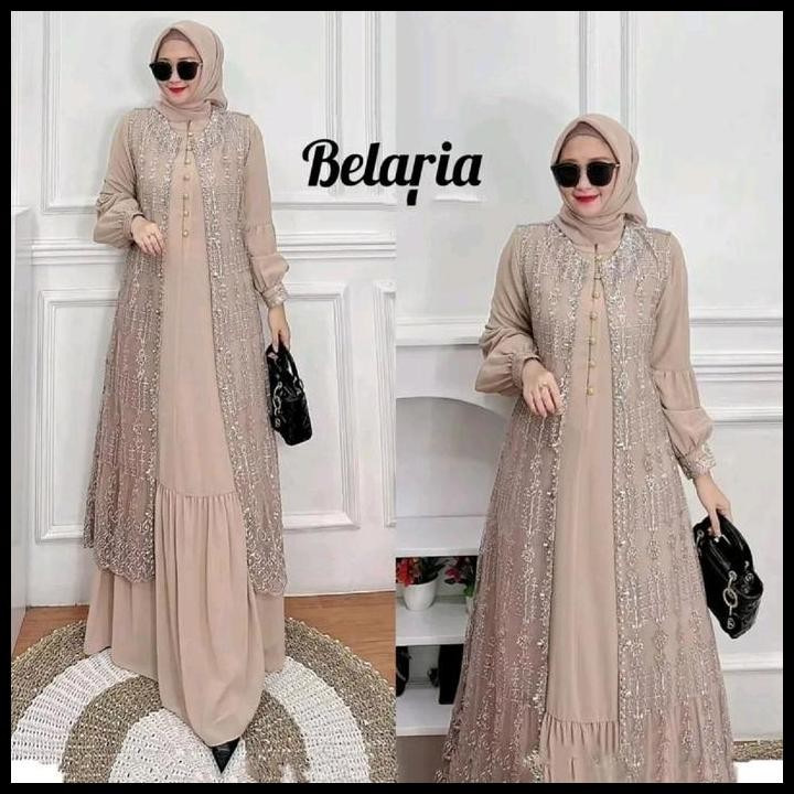 Terbaru Gamis Kondangan Brokat Mewah Elegant Terbaru Belaria Dress Maxi Pesta Wanita Muslim Bahan Ce
