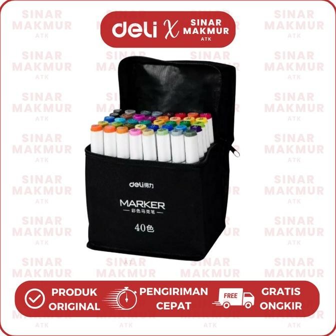 

Color Marker/Spidol Warna Dengan Tas 40 Warna Deli 70807-40 (Set) Termurah
