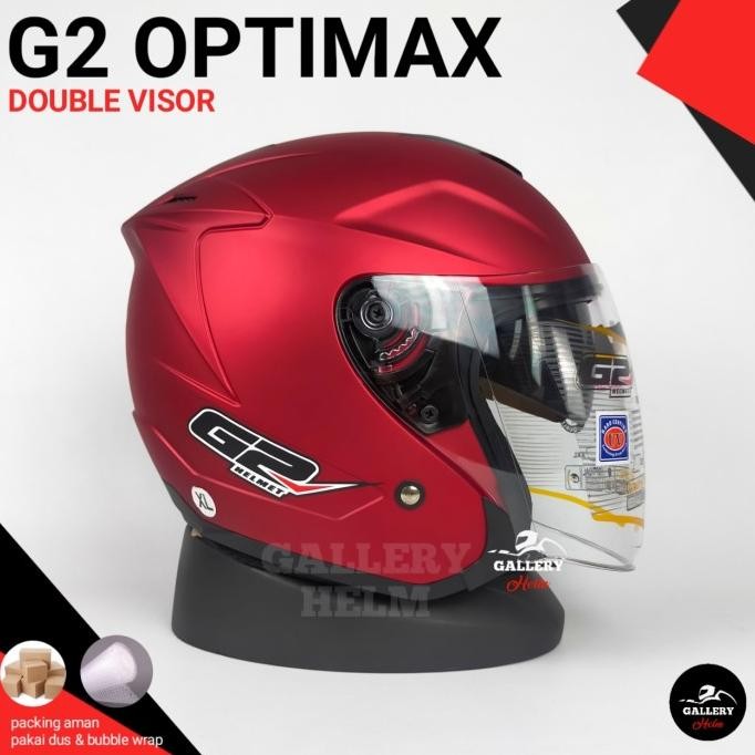 HELM G2 OPTIMAX SOLID RED DOFF | MODEL INK DYNAMIC DOUBLE VISOR Terlaris