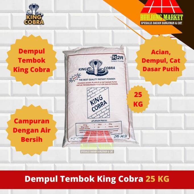 

BARU DEMPUL TEMBOK KING COBRA INSTANT POWDER ACIAN PLAMUR CAT DASAR 25 KG