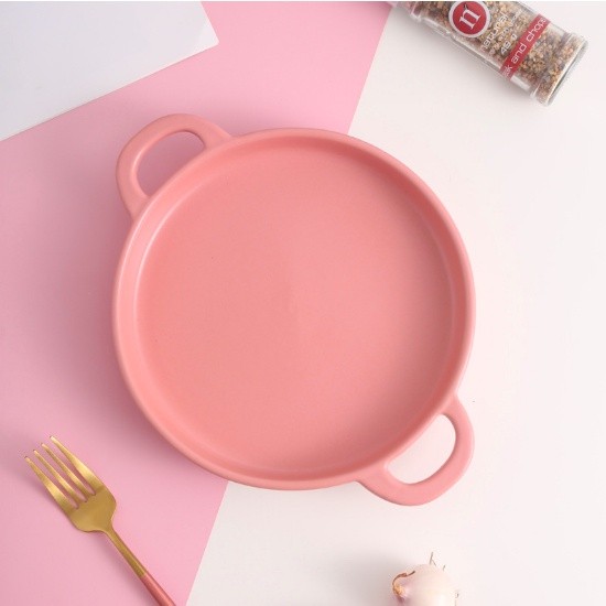 Panci Wajan Keramik Nordic macaron color double ear ceramic grill pan frying pan fried steak