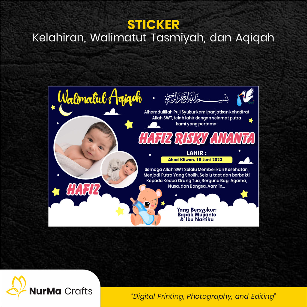

Stiker Bayi (Walimatut Tasmiyah dan Aqiqah) - Kertas Sticker Bontak / Kertas Art Paper