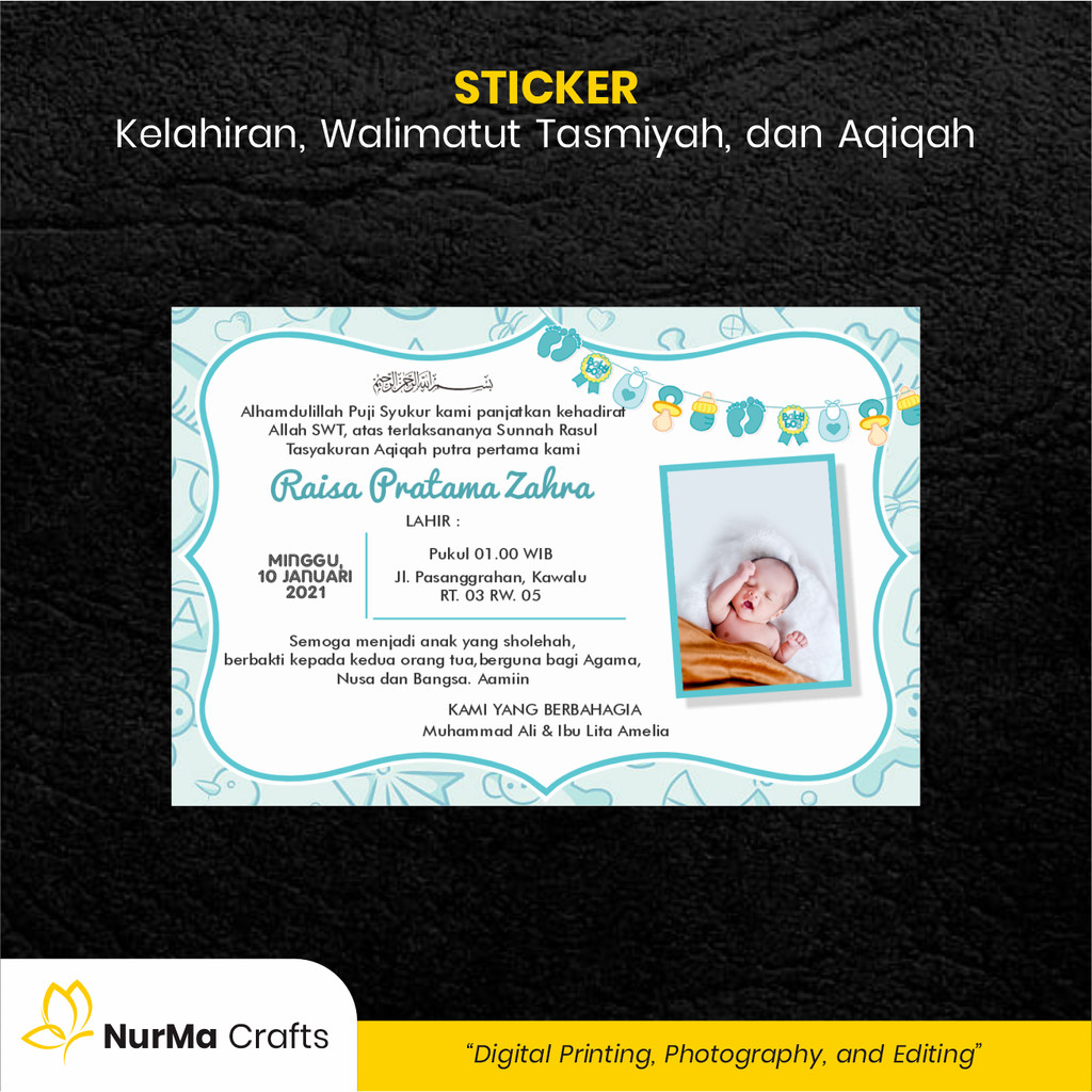 

Stiker Bayi (Walimatut Tasmiyah dan Aqiqah) - Kertas Sticker Bontak / Kertas Art Paper