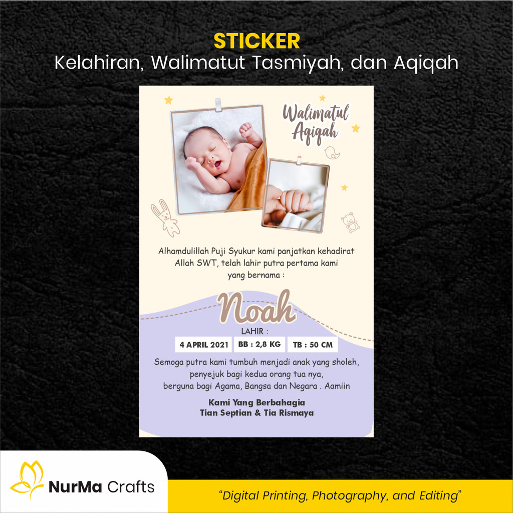 

Sticker Bayi (Walimatut Tasmiyah dan Aqiqah) - Kertas Sticker Bontak / Kertas Art Paper