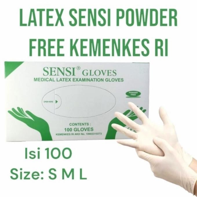 

BARU SARUNG TANGAN LATEX SENSI GLOVES POWDER FREE / HANDSCOON ISI 100PCS