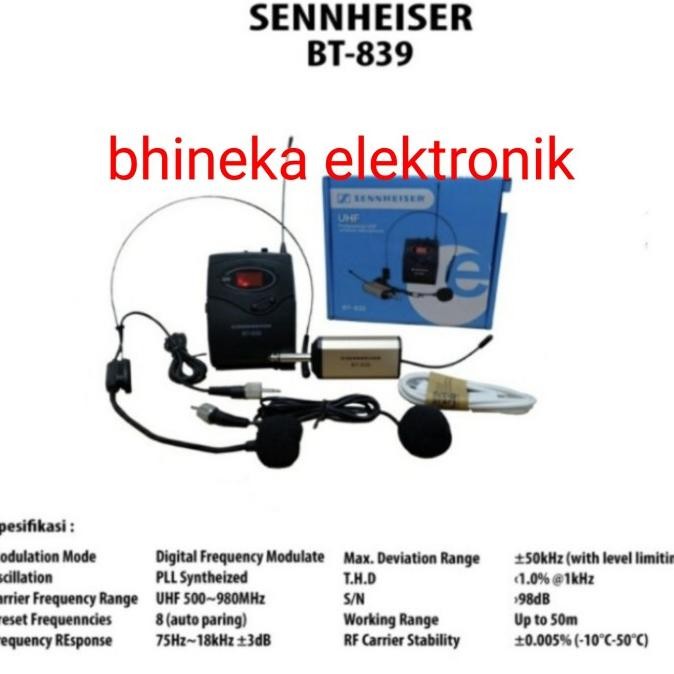 mic wireless sennheiser BT839 / BT 839 /BT-839 mic clip on headset Terlaris