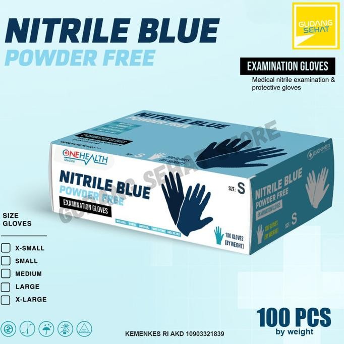

BARU ONEHEALTH SARUNG TANGAN NITRILE BLUE POWDER FREE EXAMINATION GLOVES